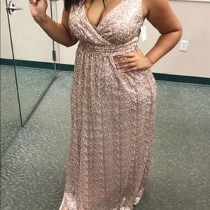 Women’s long platinum sequined formal dress